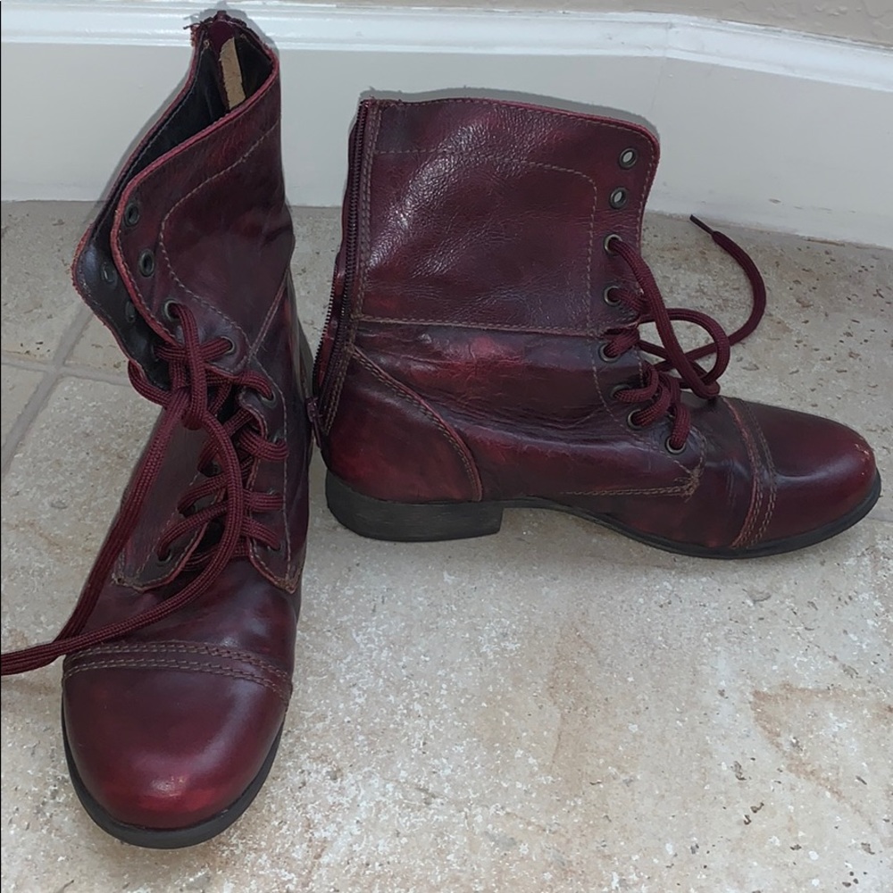 Maroon Steve Madden Combat Boots